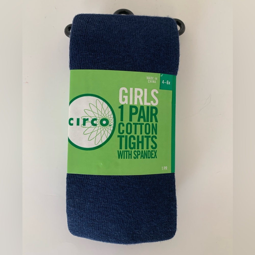 NWT Circo Tights Girls Size 4-6X Navy Blue 1 Pair Solid Cotton Spandex Neutral